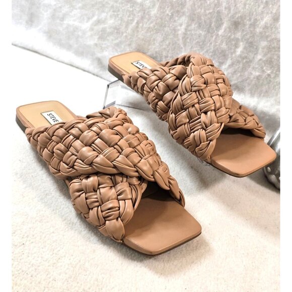 Steve Madden Womens Woven Tan Flat Sandals Size‎ 8.5M - Picture 7 of 11
